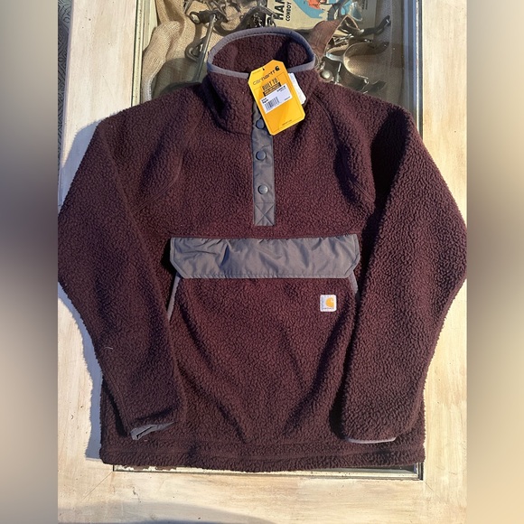 Carhartt Women's Relaxed Fit Fleece Pullover- BlackBerry Heather - Picture 4 of 4